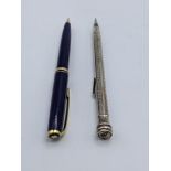 A Montblanc blue pencil together with a silver pencil, hallmarked London