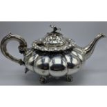 A rare early 19th century York silver pumpkin teapot, maker James Barber, George Cattle II & William