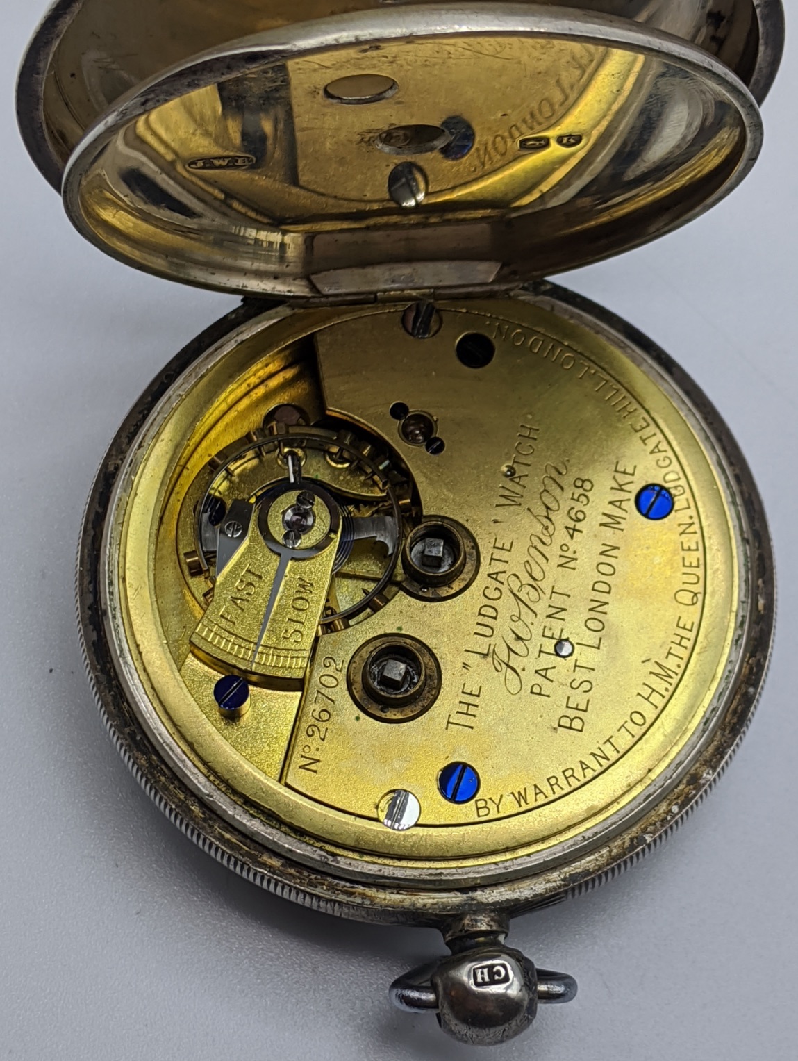 J.W.Benson of London, a Victorian silver pocket watch, roman numerals and subsidiary dial, - Image 7 of 7