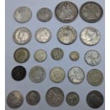 A collection of silver coins