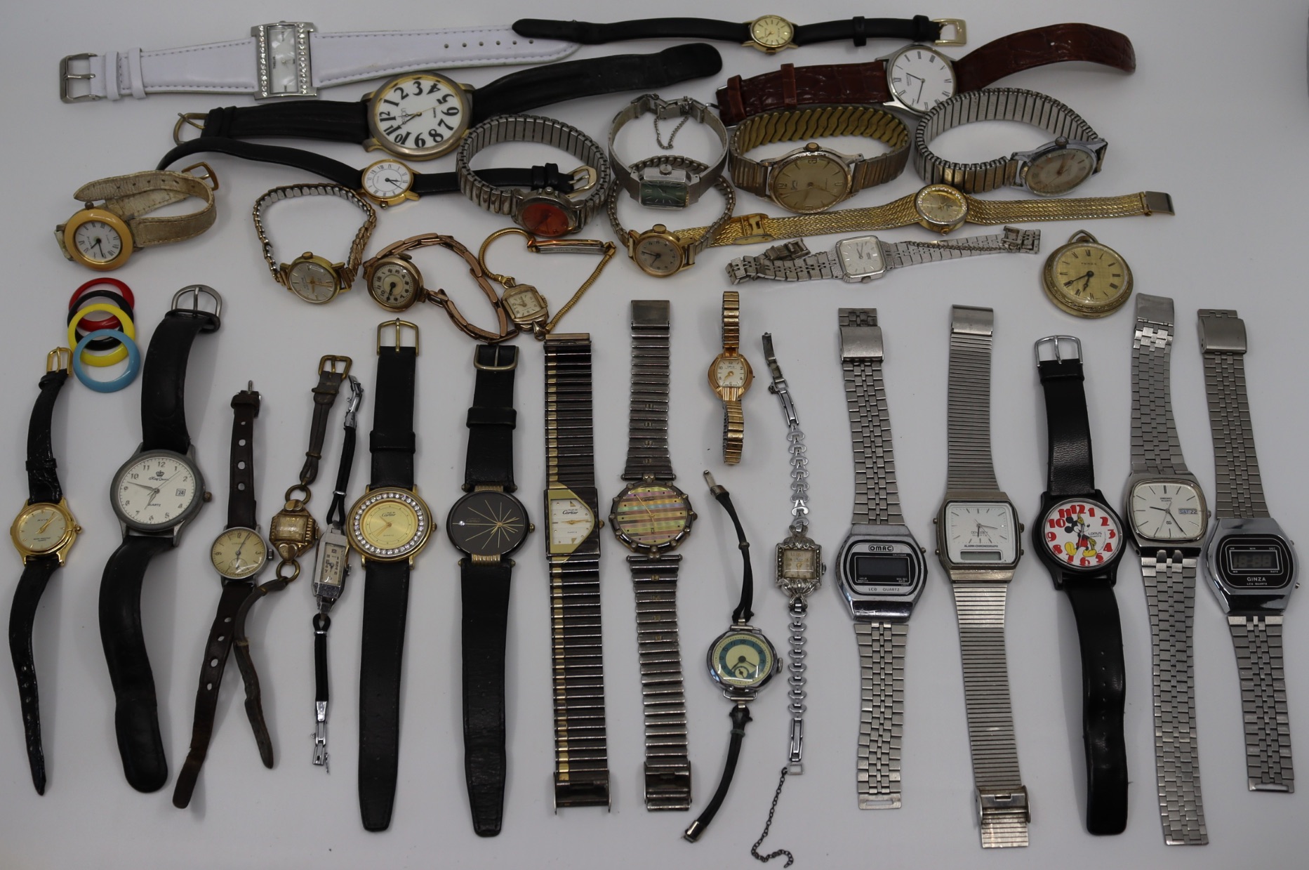 Large collection of watches to include Must de Cartier, Montine, Bifora, Seiko, Lorus and others. (