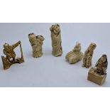 Six late 19th/early 20th century Japanese bone and ivory netsukeâ€™s, H.6cm (largest) Buyer Note: