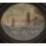 18th century Continental School, a miniature harbour scene, gouache, indistinctly signed and dated