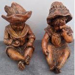 A pair of Victorian clay studies of children