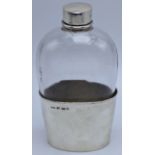 A Victorian silver and glass hip flask, screw top, hallmarked Sheffield 1837-38, maker James Dixon