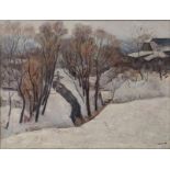 L.I.Orlik (20th century Ukrainian), Winter, 1973, oil on canvas, signed lower right, H.71cm W.56cm