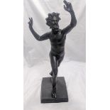 A large 19th century French bronze study of Silvanus, Roman god of the forest, overpainted in black