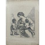 Francesco Bartolozzi (1727-1815) After Guercino, mother and children, engraving, H.26.5cm W.20.5cm