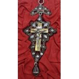 A late 18th/early 19th century gold and silver filigree crucifix pendant, possibly Swiss, 45g, H.