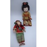 Two Door of Hope Mission-type Chinese dolls, the largest with squeaking sound when squeezed, early