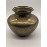An Indian 18th century engraved brass lota, Northern India or Deccan, H.14cm
