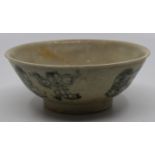 An early 19th Century Chinese export celadon bowl having dark green patterned relief. Bearing Tek