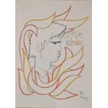 Jean Cocteau (French, 1889-1963), Portrait of Fire, 1963, lithograph, signed within the plate, H.