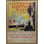 Liverpool Shipping Week poster, Liners Open to View (Canadian Pacific - Cunard - White Star) River