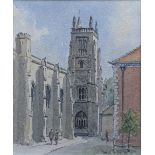 Maurice Ashby (20th century British), Winchester College Chapel, ink drawing with watercolour,