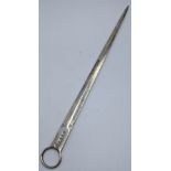 A George III silver meat skewer, hallmarked London, maker William Eley & William Fearn, 95g, L.30.