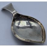 A George III silver caddy spoon by William Pitts, late 18th century, monogrammed, 9g, L.7cm