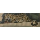Walter Channing Addison (American, 1914-1982), Leopard Feeding, watercolour, signed lower left, H.