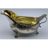 An 18th century Swedish silver sauceboat, gilt interior, 232g, L.17.5cm