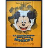 A vintage film poster, Walt Disney Productions presente Mickey Mouse dans La Fabuleuse Histoire