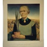 Grant Wood (American, 1891-1942), Woman with Plants, This is an Associated American Artists gelatone