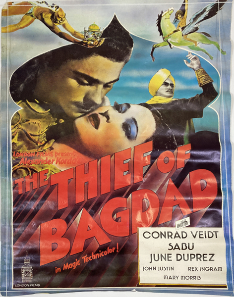 A vintage film poster, London Films Presents Alexander KordaThe Thief of Bagdad with