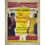 A vintage film poster, Alexander Korda presents Merle Oberon and Laurence Olivier in The