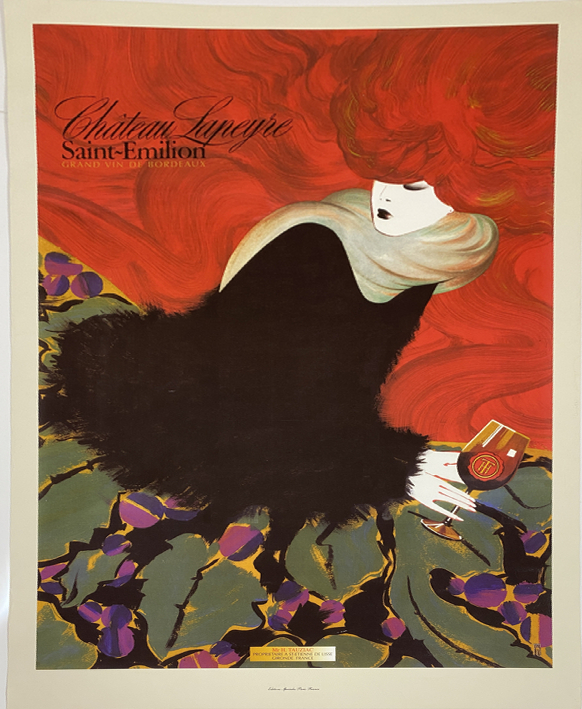 After Chateau Lapeyre, Saint Emelion, grand vin de bordeaux poster 82.6x55.1cm; full sheet 90.9x60.