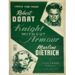 A vintage film poster, London Films Present Robert Donat Knight Without Armour, Marlene