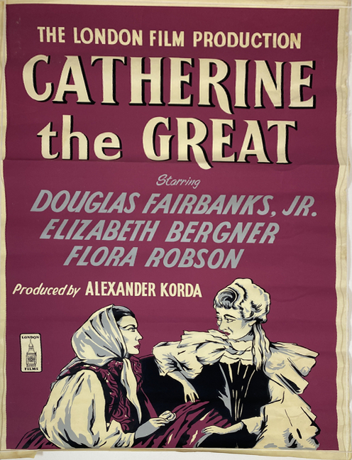 A vintage film poster, The London Film Production Catherine The Great starring Douglas