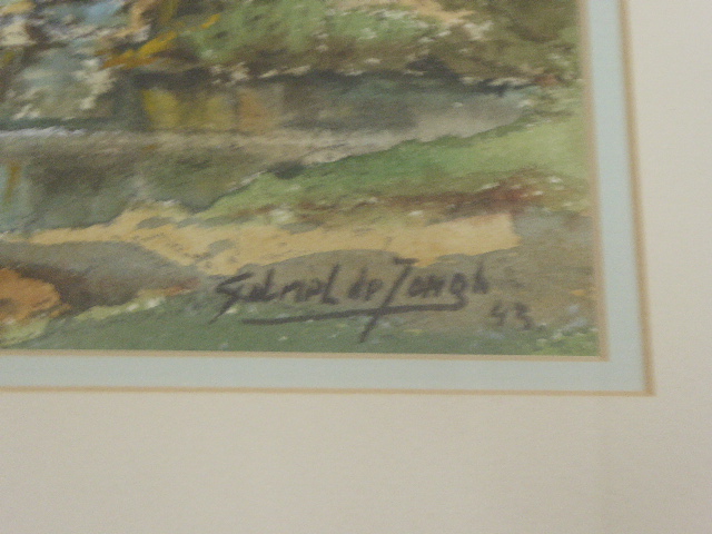 Gabriel de Jongh (South African, 1913-2004), a woodland scene, watercolour, signed lower right and - Image 2 of 6