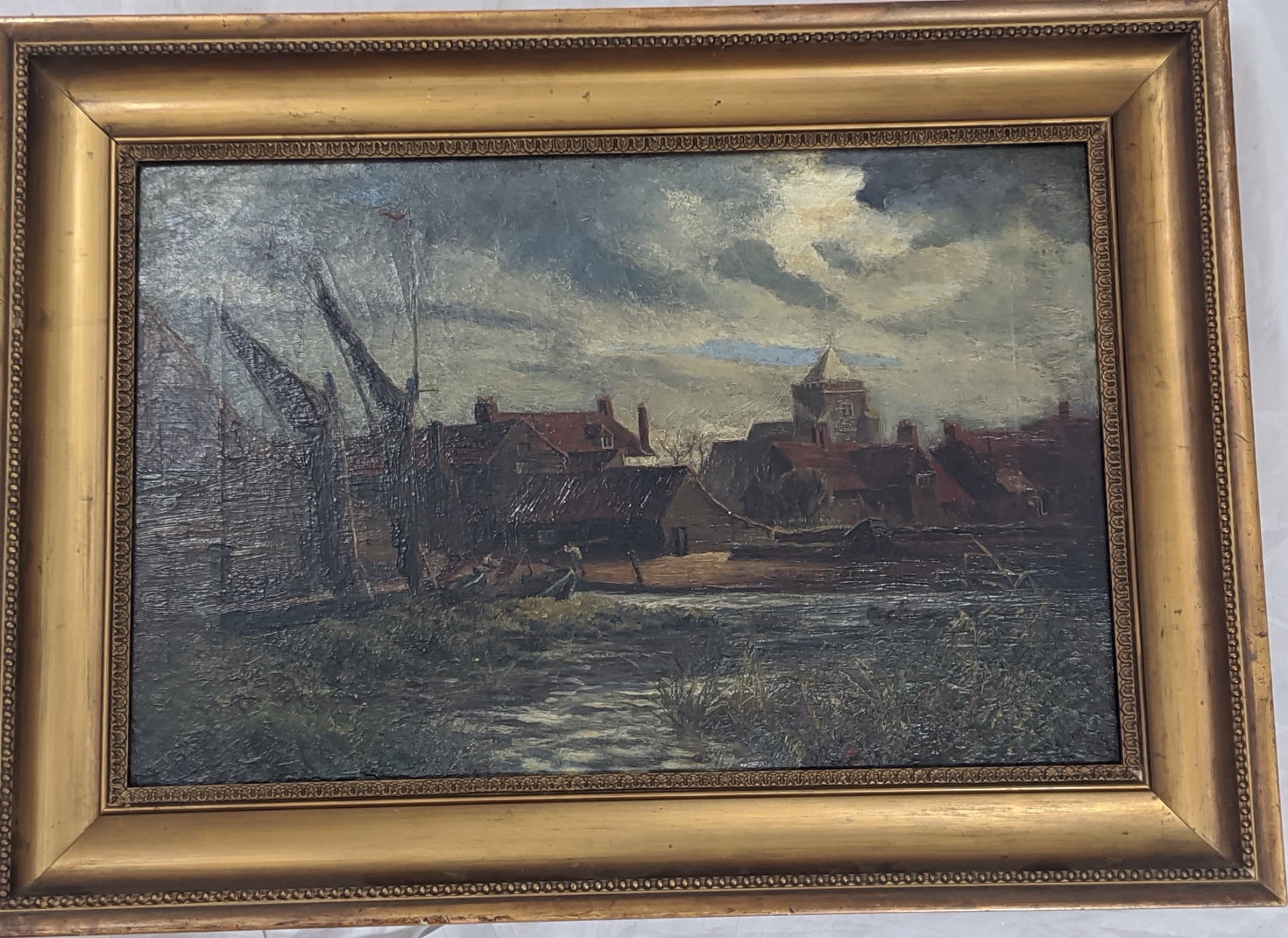 Early 20th century Continental School, a landscape scene, oil on canvas, H.30.5cm W.46cm - Image 4 of 4