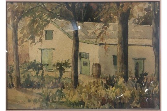John Williams (20th century South African), a Capelands farmhouse, watercolour, signed lower left in - Image 4 of 4
