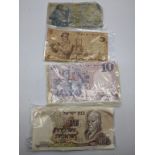 A collection of Israeli bank notes