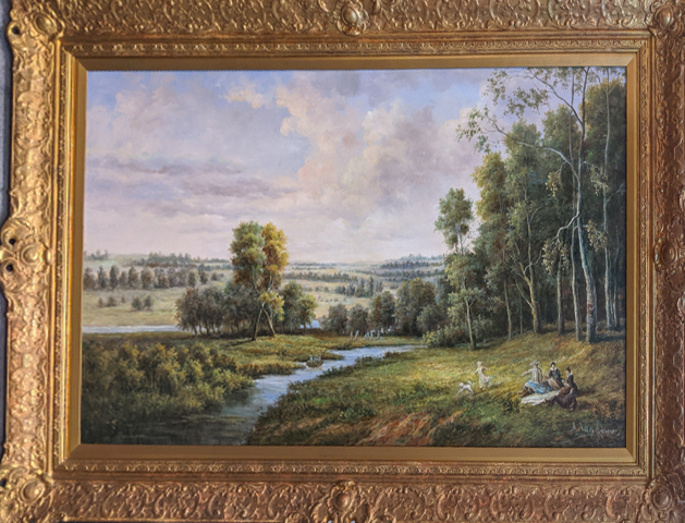 A van Damme (early 20th century Continental School), a country landscape scene, oil on canvas, - Image 3 of 4