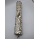 A silver Megillah Esther case, unmarked, vacant cartouche, 425g, L.35cm