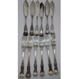 A set of 6 late 19th century silver forks, hallmarked Birmingham, together with a set of 6 late 19th