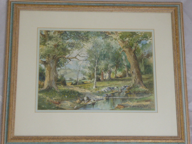 Gabriel de Jongh (South African, 1913-2004), a woodland scene, watercolour, signed lower right and - Image 3 of 6