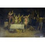 Daniel Albert Wehrschmidt (1861-1932), A Roundhead Scene, oil on board, artists label to verso,