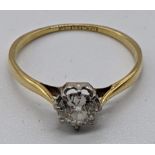 An 18ct gold and platinum diamond ring, approx.0.5cts, 1.5g