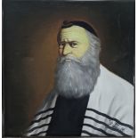 A portrait of a Chabbad Rabbi, oil on canvas, signed, H.62cm W.49cm