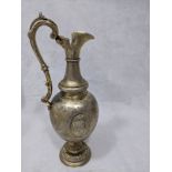 A Victorian gilt silver Jewish ewer, depicting plaques of Moses and David, hallmarked London 1865-