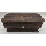 A 19th century burr walnut box, mother of pearl escutcheon, H.8cm W.20.5cm