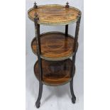 19th century rosewood and walnut marquetry inlaid 3 tier etagere H.93cm