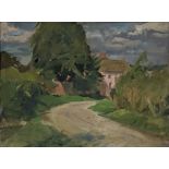 David R Buchana (20th century British), a lane near Plumpton Village, Sussex, oil on board, signed