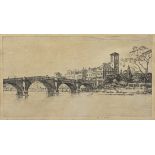 Kenneth Holmes (1902-1994), Richmond Bridge, etching, signed in pencil, H.25cm W.40cm