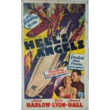 Vintage film poster, Hells Angels, published by United Artists, 1950s re-release, H.205.7cm W.