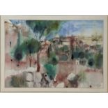 Israeli 20th century, Jerusalem, watercolour with ink, signed