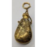 A 19th century Japanese snuff bottle, Komai-style gold-overlaid, H.5.5cm