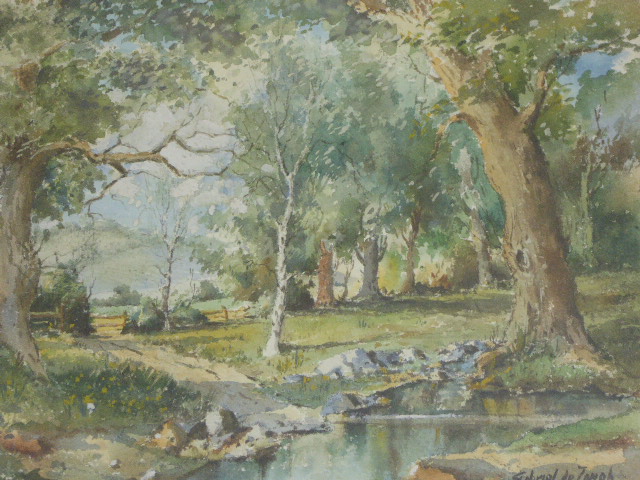 Gabriel de Jongh (South African, 1913-2004), a woodland scene, watercolour, signed lower right and